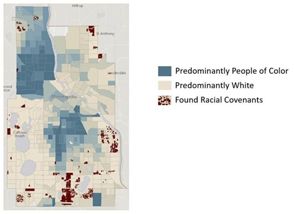 Map of Minneapolis showing effects of redlining