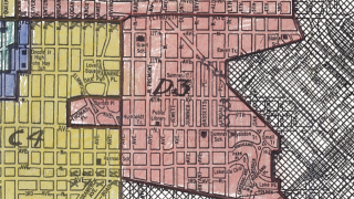 Street map of north Minneapolis showing redlined districts